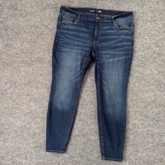 Old Navy Womens Jeans Size 20 Rockstar Super Skinny Mid Rise Dark Wash Blue - Picture 1 of 8